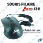 🖱️ Souris filaire USB AND Technology AND-1311 – Souris optique ergonomique pour PC et laptop