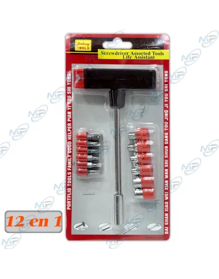 🛠️Kit Tournevis 12-en-1 Poignée T | Embouts et Douilles de Précision