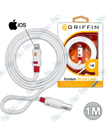 ⚡Câble USB Plat Premium Griffin 1m pour iPhone/iOS – Charge & Synchro Anti-nœuds