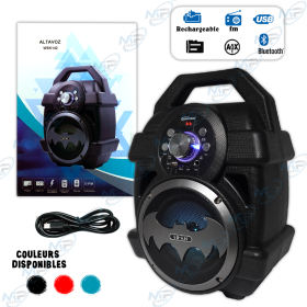 🔊 Haut-Parleur Bluetooth Portable WSK142 – Enceinte Rechargeable avec FM, USB, AUX et Effet LED