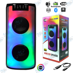 🔊 Haut-Parleur Bluetooth RGB S4419 – Enceinte Portable Rechargeable avec USB, FM, AUX & Effets Lumineux