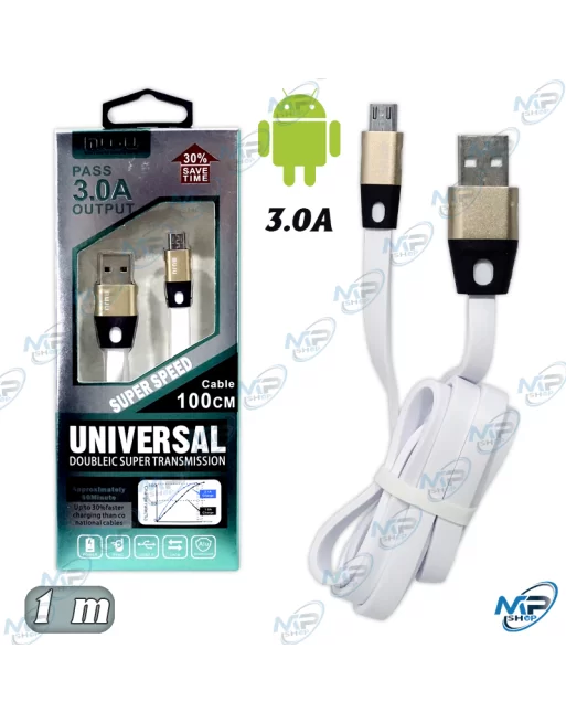 CABLE CHARGEUR ANDROID BLANC 1M