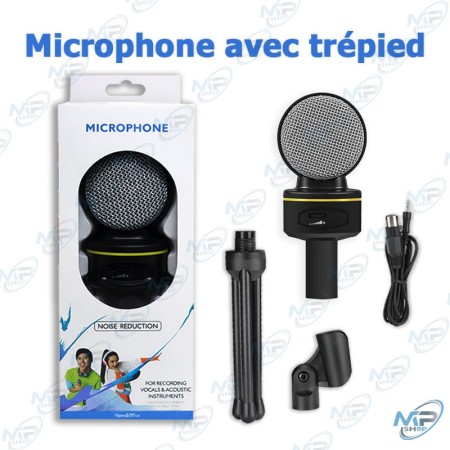 🎤 Microphone avec Trépied – Mini Micro Filaire pour Enregistrement, Streaming et PC