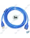 CÂBLE EXTENSION USB 3M BLEU BLINDÉE