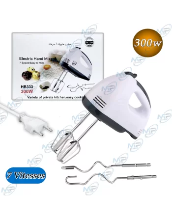🔄Batteur Électrique à Main 300W - 7 Vitesses, Fouets & Crochets à Pâte