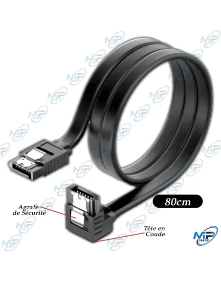 Cable SATA 80cm 6 Gbps 90 Droit Degrés Angle