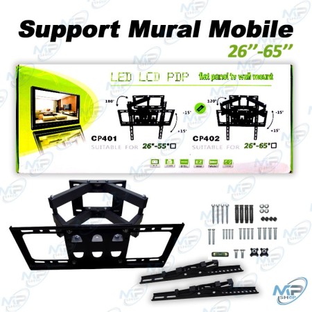 📺 Support TV Mural Orientable & Inclinable 26”–65” – Bras Articulé Universel VESA