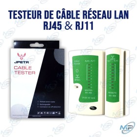 🛠️ Testeur de Câble Réseau RJ45 RJ11 JPETR – Détecteur LAN avec Module Distant