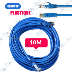 🔌 Câble Réseau Ethernet Cat6 FTP 10m – RJ45 Blindé Haute Performance