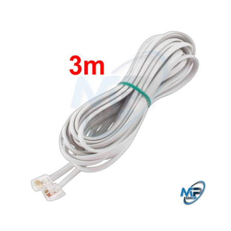 🔌 Câble Téléphonique RJ11 3m – Cordon Ligne Téléphone Blanc Haute Qualité