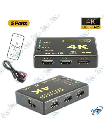 Zaibang Interrupteur HDMI 4 K 5 Ports avec télécommande Infrarouge 5 entrées 1 Sortie 