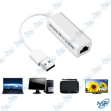 💻 Adaptateur USB 2.0 vers RJ45 Ethernet – Carte Réseau LAN pour PC & Laptop