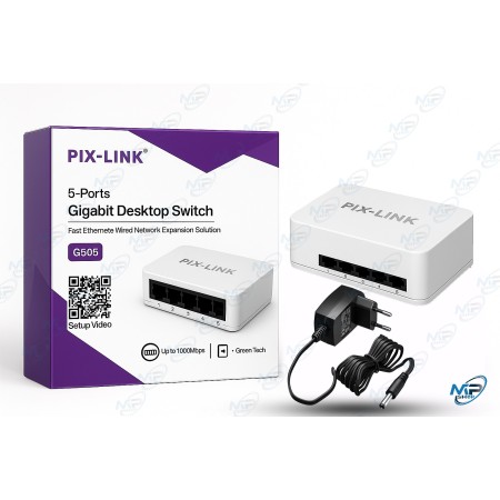 🔌 Switch Gigabit PIX-LINK 5 Ports 1000 Mbps – Hub Ethernet RJ45 Haute Vitesse Desktop G505