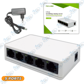 🔌 Switch Ethernet PIX-LINK 5 Ports 10/100 Mbps – Hub Réseau RJ45 Desktop Plug & Play LV-SW05