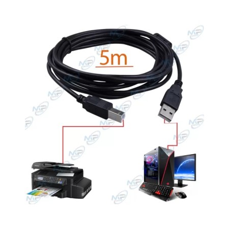 🖨️ Câble USB Imprimante 5M – Câble USB A vers USB B Haute Vitesse pour PC et Imprimante