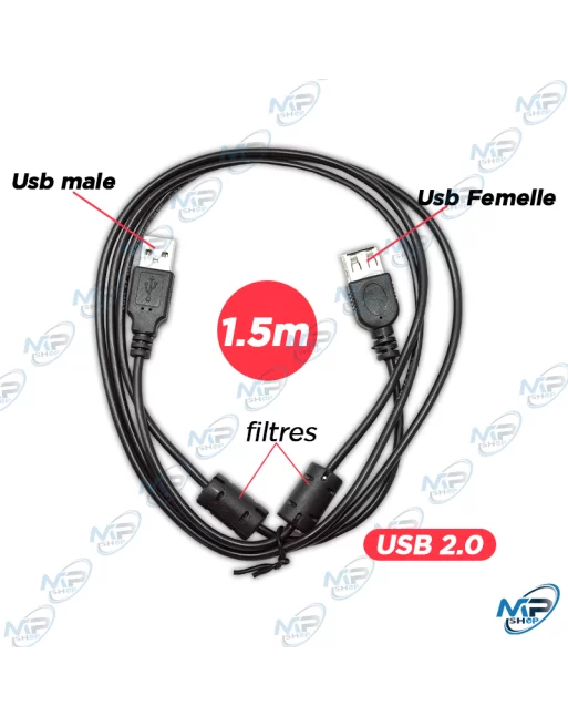 Rallonge USB Mâle/Femelle Blindé 5M - Tunewtec Tunisie
