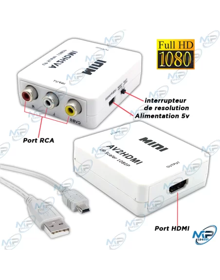 📺Convertisseur AV vers HDMI avec mise à l’échelle 1080p