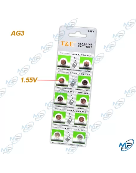 🔋Piles Boutons AG3 (LR41/392) Alcalines 1.55V - Pack de 10 T&E