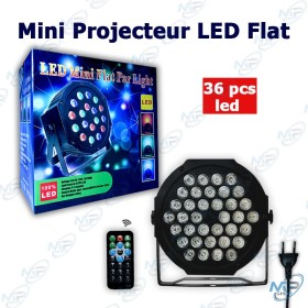 💡 Mini Projecteur LED Flat 36 LEDs RGB – Éclairage Scénique avec Télécommande