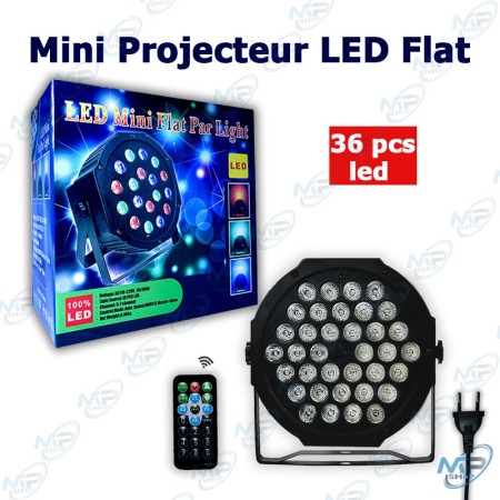 💡 Mini Projecteur LED Flat 36 LEDs RGB – Éclairage Scénique avec Télécommande