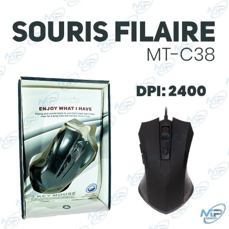 🖱️ Souris filaire MT-C38 2400 DPI – Souris USB ergonomique haute précision pour PC et gaming