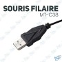 🖱️ Souris filaire MT-C38 2400 DPI – Souris USB ergonomique haute précision pour PC et gaming