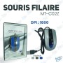 🖱️ Souris filaire MT-C02Z 1600 DPI – Souris USB ergonomique compacte pour PC et bureau