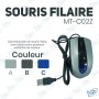 🖱️ Souris filaire MT-C02Z 1600 DPI – Souris USB ergonomique compacte pour PC et bureau