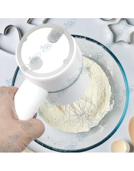 Batteur à Main électrique Sans Fil Behogan - 4 Vitesses, 2 Fouets Inox, Batterie USB 1500mAh - 12