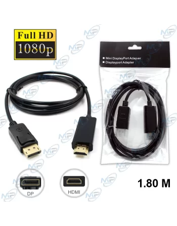 🔌Câble Adaptateur DisplayPort vers HDMI – Full HD 1080p – Longueur 1.80m