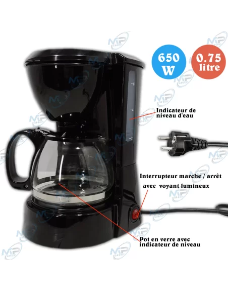 ☕Cafetière Filtre Électrique 650W - 6 Tasses (0,75L) - Compacte & Rapide