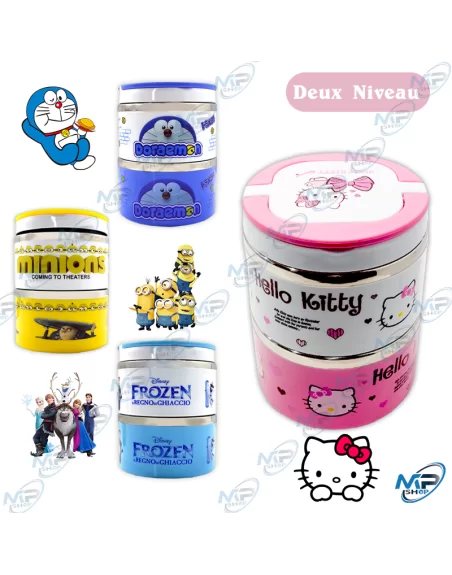 🤩Thermos Repas 2 Niveaux Inox Enfant | Hello Kitty / Minions / Doraemon