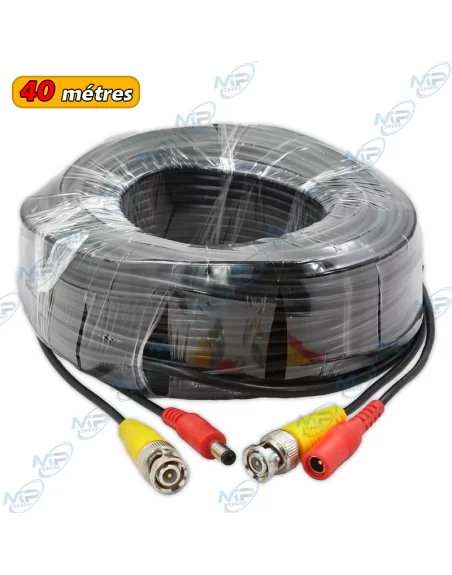 🌐 Câble BNC/DC 40m Blindé Pro pour Sécurité Périmétrique et Grands Espaces