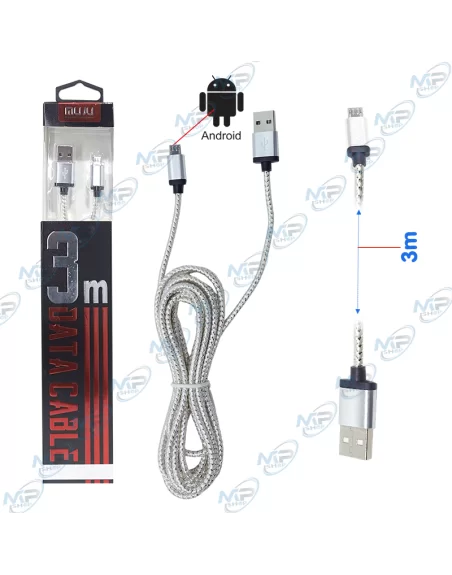 ⚡️Câble Data et Charge Micro-USB 3m Tressé - Muju Android