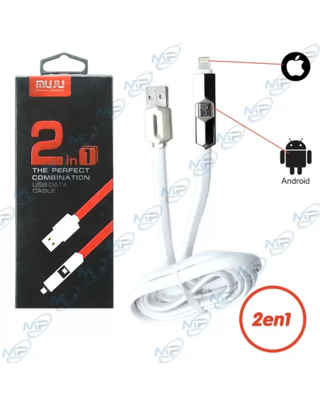 🔌Muju MJ-38 : Câble 2-en-1 iPhone (Lightning) et Android (Micro USB) Charge & Données