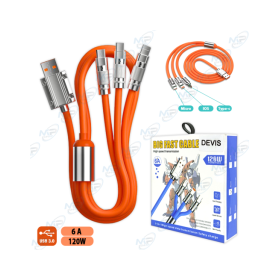 Câble Magnétique 3-en-1 Charge Rapide 120W USB 3.0 – Type-C, Lightning & Micro USB