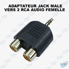 🔌 Adaptateur Jack 3.5 mm Mâle vers 2 RCA Audio Femelle – Convertisseur Audio Stéréo