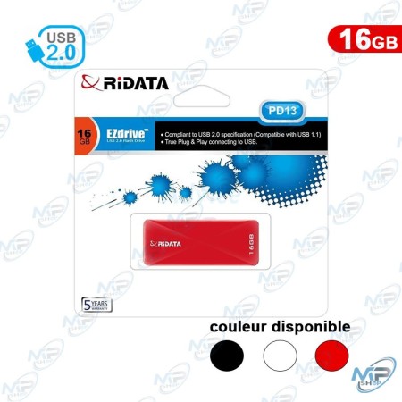💾 Clé USB 16 Go RiDATA EZDrive PD13 USB 2.0 – Mémoire Flash Portable Haute Fiabilité