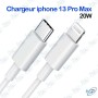 ⚡ Chargeur Rapide 20W USB-C pour iPhone 13 Pro Max – Adaptateur Secteur + Câble USB-C vers Lightning Premium