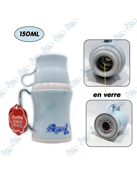 🍵Mini Thermos Isolé 150ml - Sunlife, Verre, Anti-fuite pour Bébé/Voyage