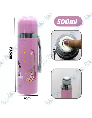 🥤Thermos Enfant 500ml Inox - Anti-fuite, Bouteille Isotherme Colorée
