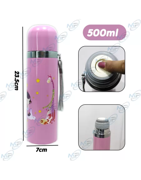 🥤Thermos Enfant 500ml Inox - Anti-fuite, Bouteille Isotherme Colorée