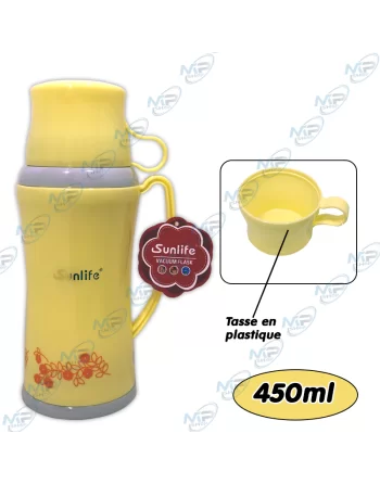 🍵Thermos Verre Isotherme Sunlife 450ml - Bouteille + Tasse