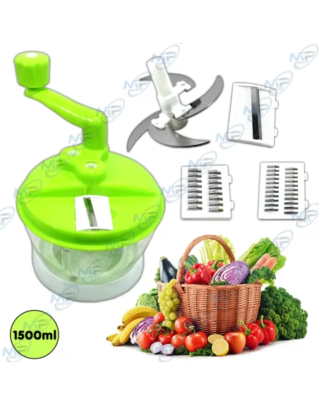 ✨Hachoir Manuel 1500 ml 4 en 1 | Lames Acier Inoxydable 420 | Mâchoire, Tranche, Râpe