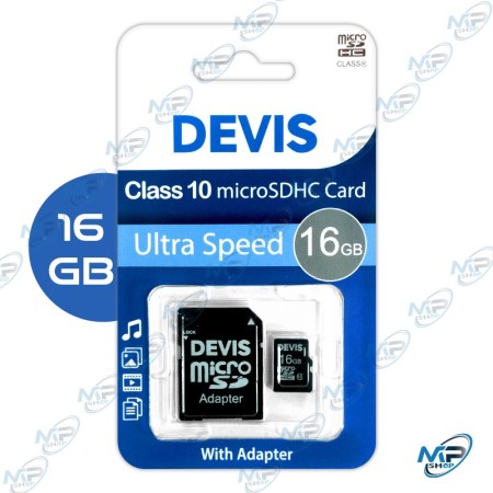 💾 Carte Mémoire microSD 16GB Devis Class 10 avec Adaptateur – Ultra Speed Haute Performance