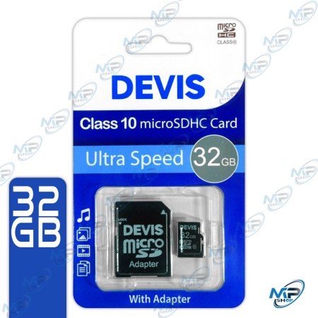 💾 Carte Mémoire microSD 32GB Devis Class 10 avec Adaptateur – Ultra Speed Haute Performance