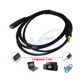 🔌 Rallonge Audio Jack 3.5 mm Mâle vers Femelle 1,5 m – Câble AUX Haute Qualité pour Casque, PC, Smartphone et Enceinte