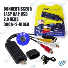 🔌 Convertisseur Vidéo EasyCAP USB 2.0 vers RCA & S-Video – Adaptateur d'Acquisition Audio/Vidéo avec Logiciel DVR