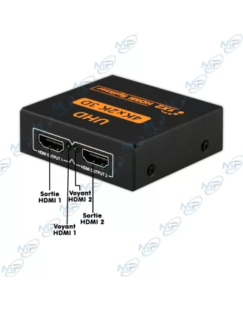 Splitter vidéo HDMI 4Kà2 ports-Répartiteur HDMI 1x2 alimenté USB
