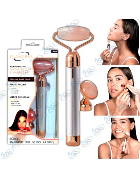 ✨Rouleau Facial Vibrant Quartz Rose – Anti-Âge, Fermeté & Cernes